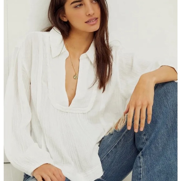 Free People We The Free Pullover Ivory White  size medium - Picture 1 of 10